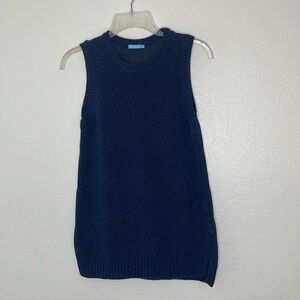 J. McLaughlin Blue Alto Sweater Vest Sleeveless Cotton Blend Knit Size XS